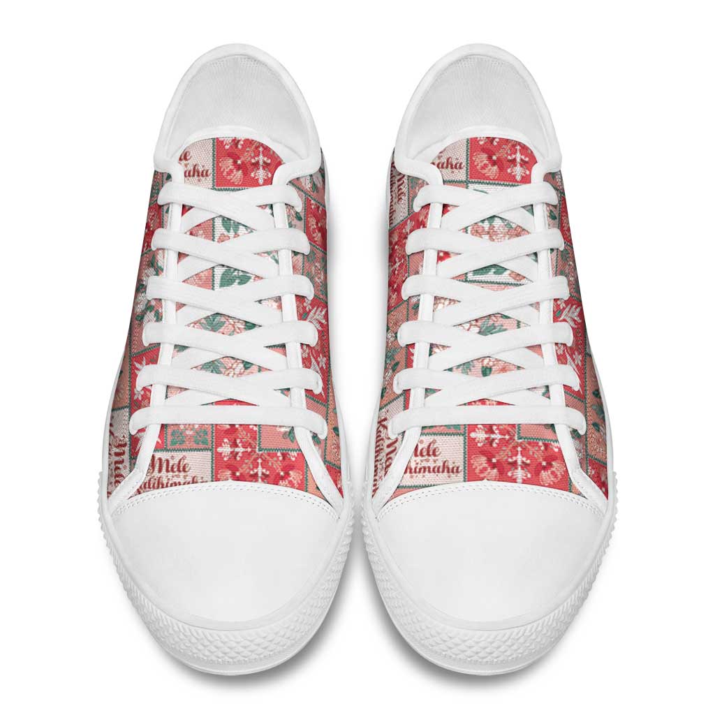 Mele Kalikimaka Hawaii Christmas Low Top Shoes Ulaula Seamless Floral Motif - Polynesian Pride