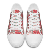 Mele Kalikimaka Hawaii Christmas Low Top Shoes Ulaula Seamless Floral Motif - Polynesian Pride