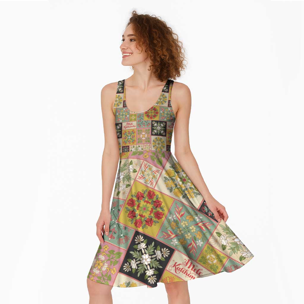 Mele Kalikimaka Hawaii Christmas Midi Dress Melemele Mama Seamless Floral Motif - Polynesian Pride