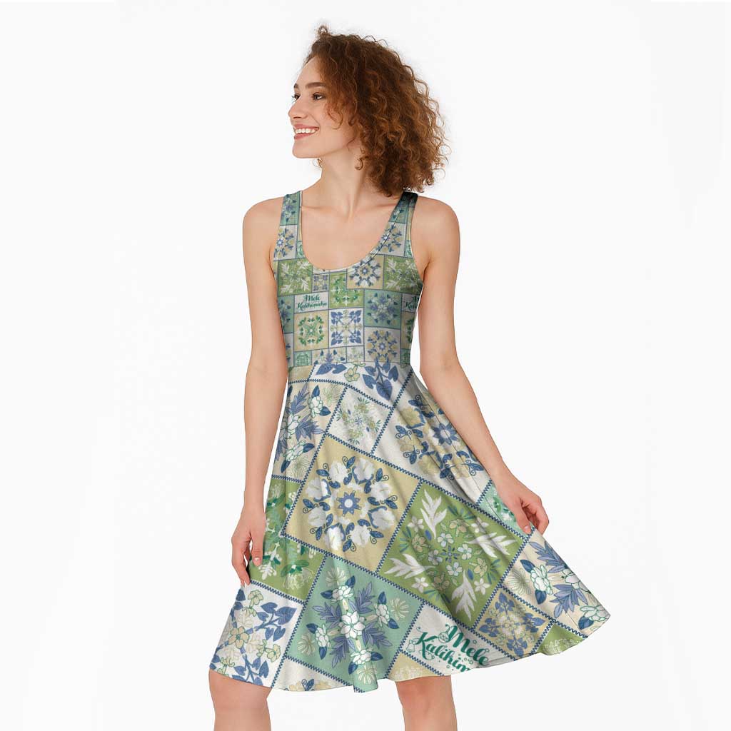 Mele Kalikimaka Hawaii Christmas Midi Dress Omaomao Seamless Floral Motif - Polynesian Pride