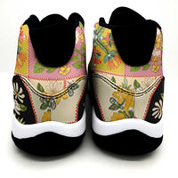 Mele Kalikimaka Hawaii Christmas Sneakers J11 Melemele Mama Seamless Floral Motif - Polynesian Pride