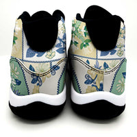 Mele Kalikimaka Hawaii Christmas Sneakers J11 Omaomao Seamless Floral Motif - Polynesian Pride
