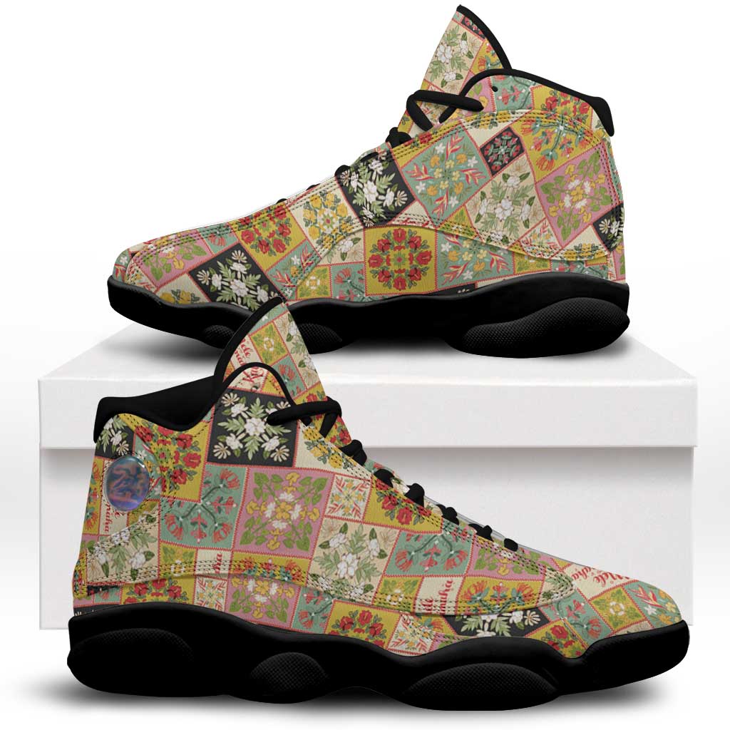 Mele Kalikimaka Hawaii Christmas Sneakers J13 Melemele Mama Seamless Floral Motif - Polynesian Pride