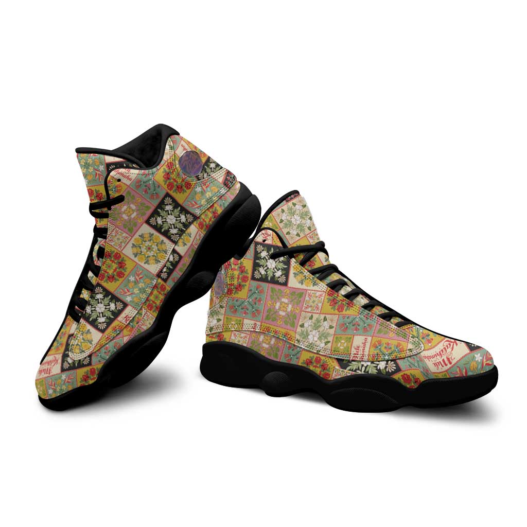 Mele Kalikimaka Hawaii Christmas Sneakers J13 Melemele Mama Seamless Floral Motif - Polynesian Pride
