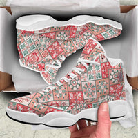 Mele Kalikimaka Hawaii Christmas Sneakers J13 Ulaula Seamless Floral Motif - Polynesian Pride