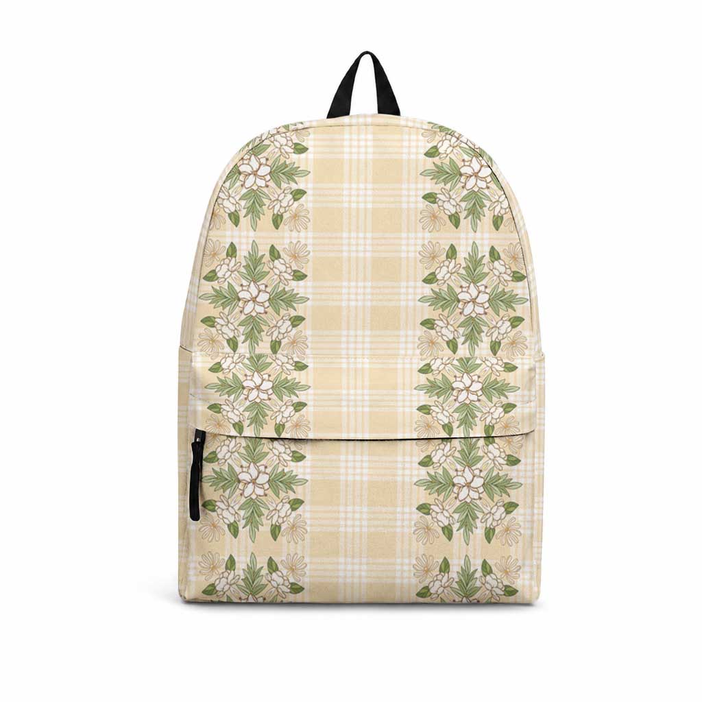 Melemele Ahiahia Hawai'i Palaka Squares Maile Leaf Backpack Flowers Hawaiian Quilt Patterns LT9 Pastel Yellow - Polynesian Pride