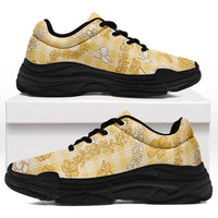 Melemele Aloha Hawaii Chunky Sneakers Plumeria Lei With Palaka Motif - Polynesian Pride