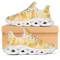 Melemele Aloha Hawaii Clunky Sneakers Plumeria Lei With Palaka Motif - Polynesian Pride