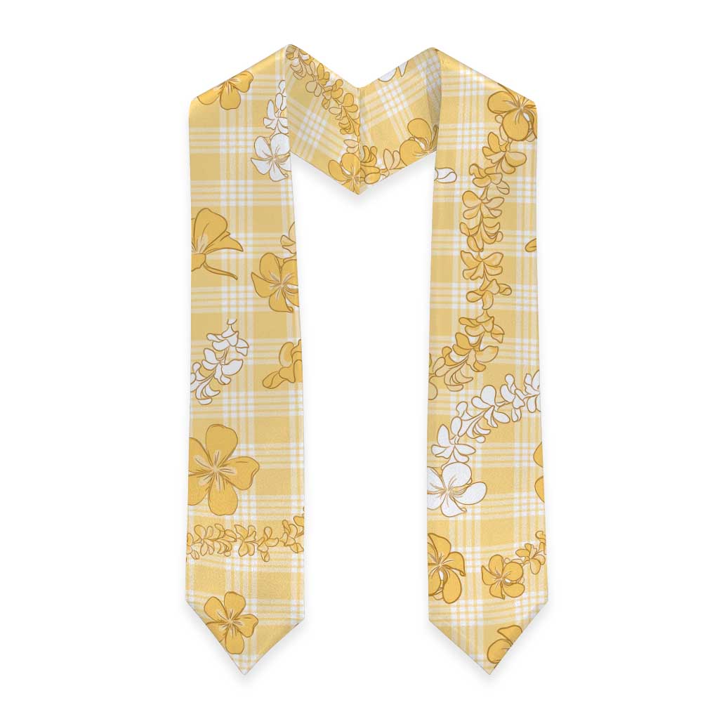 Melemele Aloha Hawaii Graduation Stole Plumeria Lei With Palaka Motif - Polynesian Pride