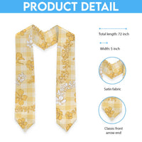 Melemele Aloha Hawaii Graduation Stole Plumeria Lei With Palaka Motif - Polynesian Pride