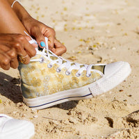 Melemele Aloha Hawaii High Top Shoes Plumeria Lei With Palaka Motif - Polynesian Pride