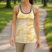 Melemele Aloha Hawaii Hollow Tank Top Plumeria Lei With Palaka Motif - Polynesian Pride