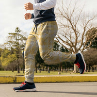 Melemele Aloha Hawaii Jogger Pants Plumeria Lei With Palaka Motif - Polynesian Pride