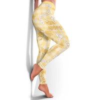 Melemele Aloha Hawaii Leggings Plumeria Lei With Palaka Motif - Polynesian Pride