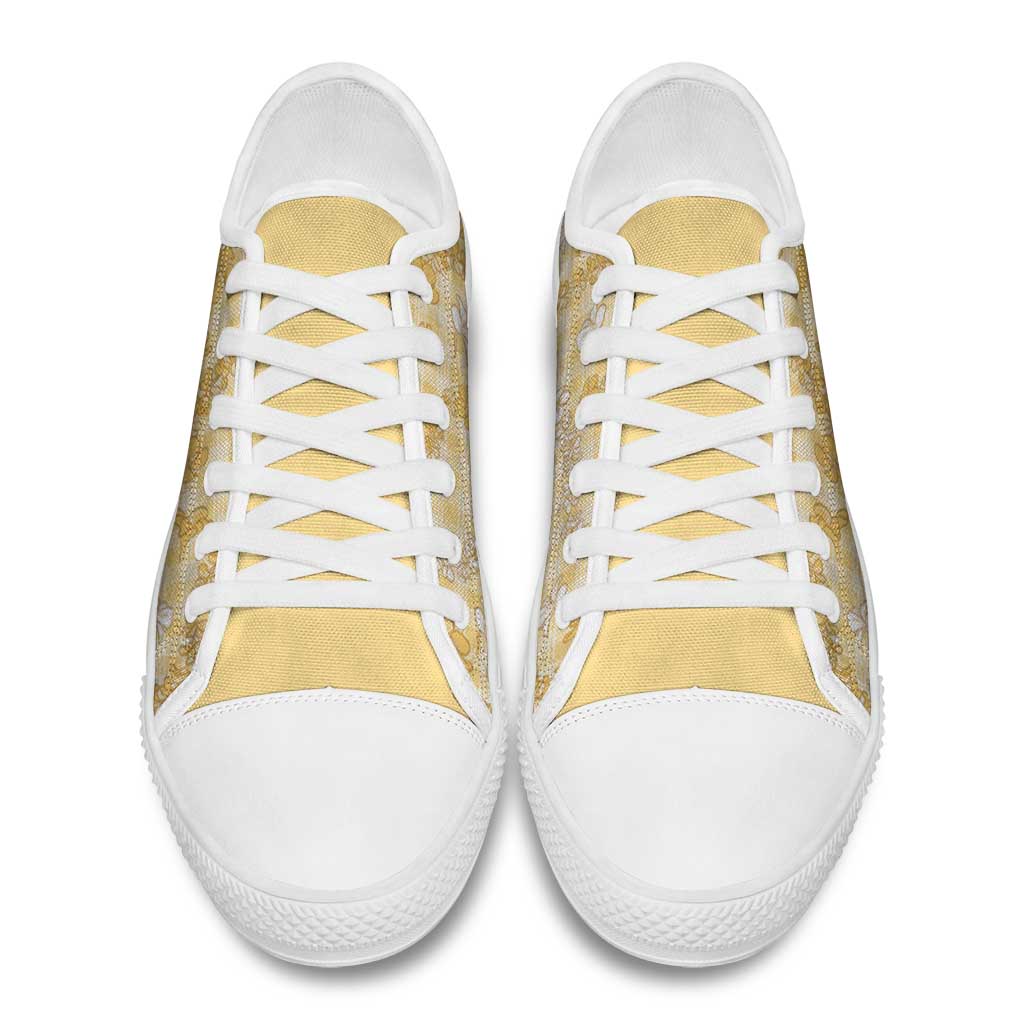 Melemele Aloha Hawaii Low Top Shoes Plumeria Lei With Palaka Motif - Polynesian Pride