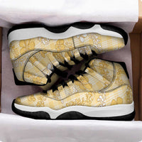 Melemele Aloha Hawaii Sneakers J11 Plumeria Lei With Palaka Motif - Polynesian Pride