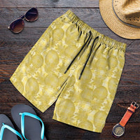 Melemele Hawaii Breadfruit Palaka Motifs Shorts for Men LT14 Yellow - Polynesian Pride