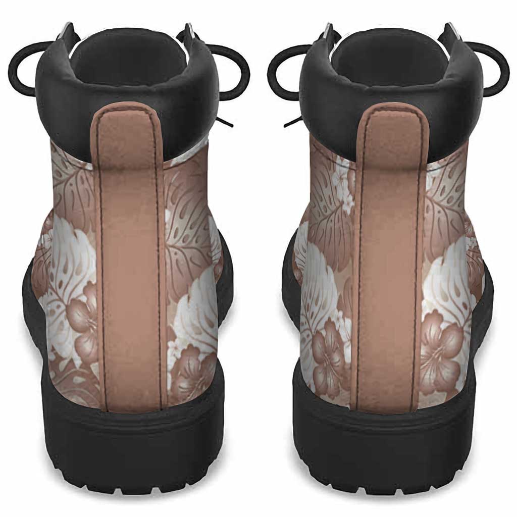 Mocha Mousse Aloha Hawaii All Season Boots Monstera Hibiscus Plumeria Seamless Vibes - Polynesian Pride