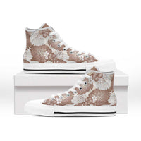 Mocha Mousse Aloha Hawaii High Top Shoes Monstera Hibiscus Plumeria Seamless Vibes - Polynesian Pride