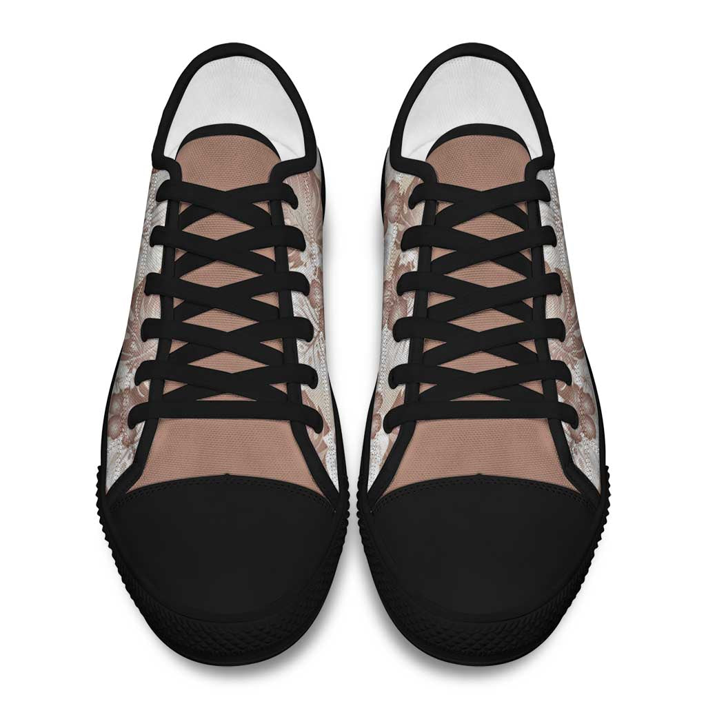 Mocha Mousse Aloha Hawaii Low Top Shoes Monstera Hibiscus Plumeria Seamless Vibes - Polynesian Pride