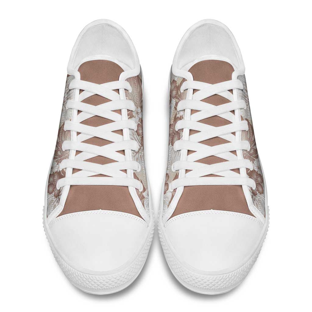 Mocha Mousse Aloha Hawaii Low Top Shoes Monstera Hibiscus Plumeria Seamless Vibes - Polynesian Pride