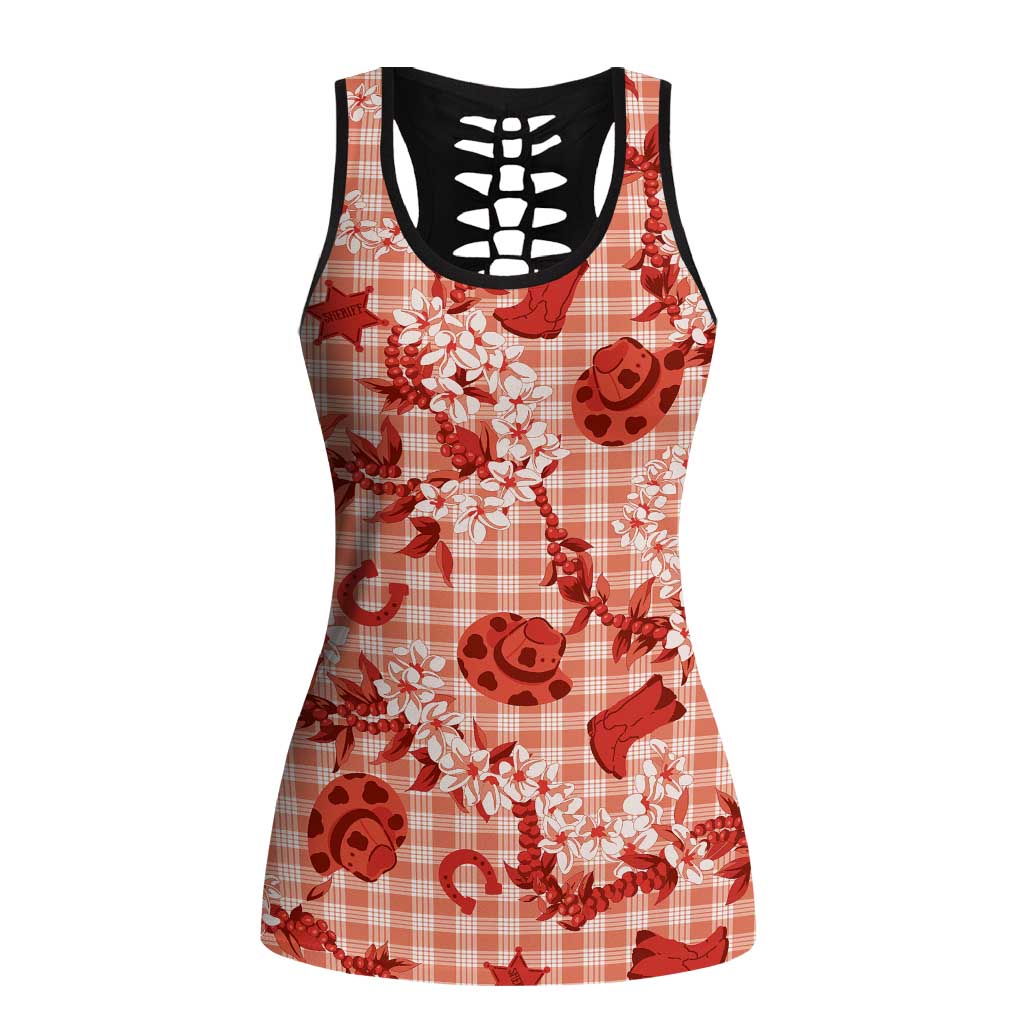 Mokihana Maile Ilima Leis Paniolo Palaka Hollow Tank Top Hawaiian Ulaula Spirit - Polynesian Pride