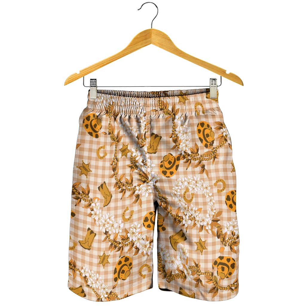 Mokihana Maile Ilima Leis Paniolo Palaka Shorts for Men Hawaiian Kula Spirit - Polynesian Pride