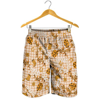 Mokihana Maile Ilima Leis Paniolo Palaka Shorts for Men Hawaiian Kula Spirit - Polynesian Pride