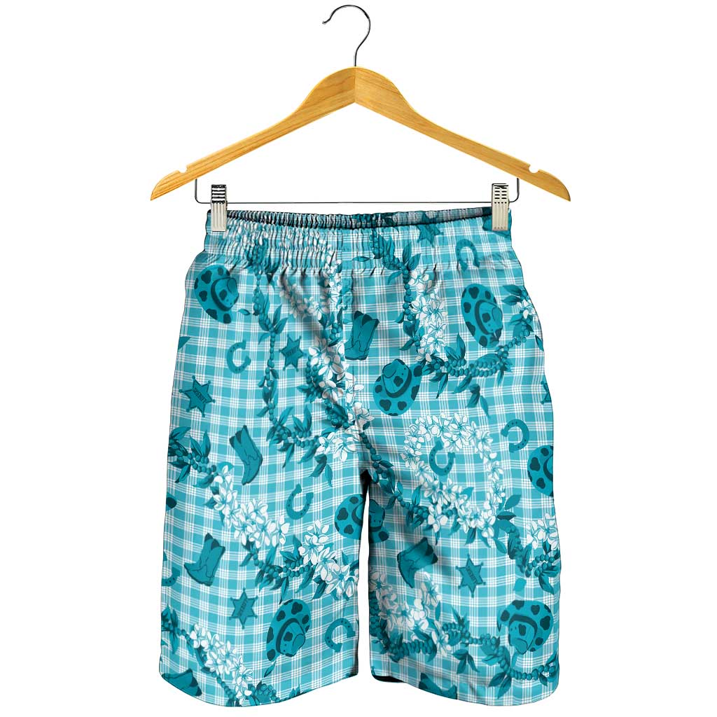 Mokihana Maile Ilima Leis Paniolo Palaka Shorts for Men Hawaiian Polu Opa Spirit - Polynesian Pride