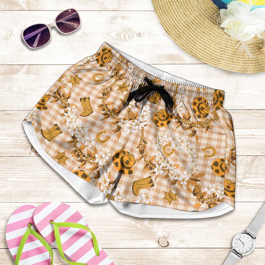 Mokihana Maile Ilima Leis Paniolo Palaka Shorts for Women Hawaiian Kula Spirit - Polynesian Pride