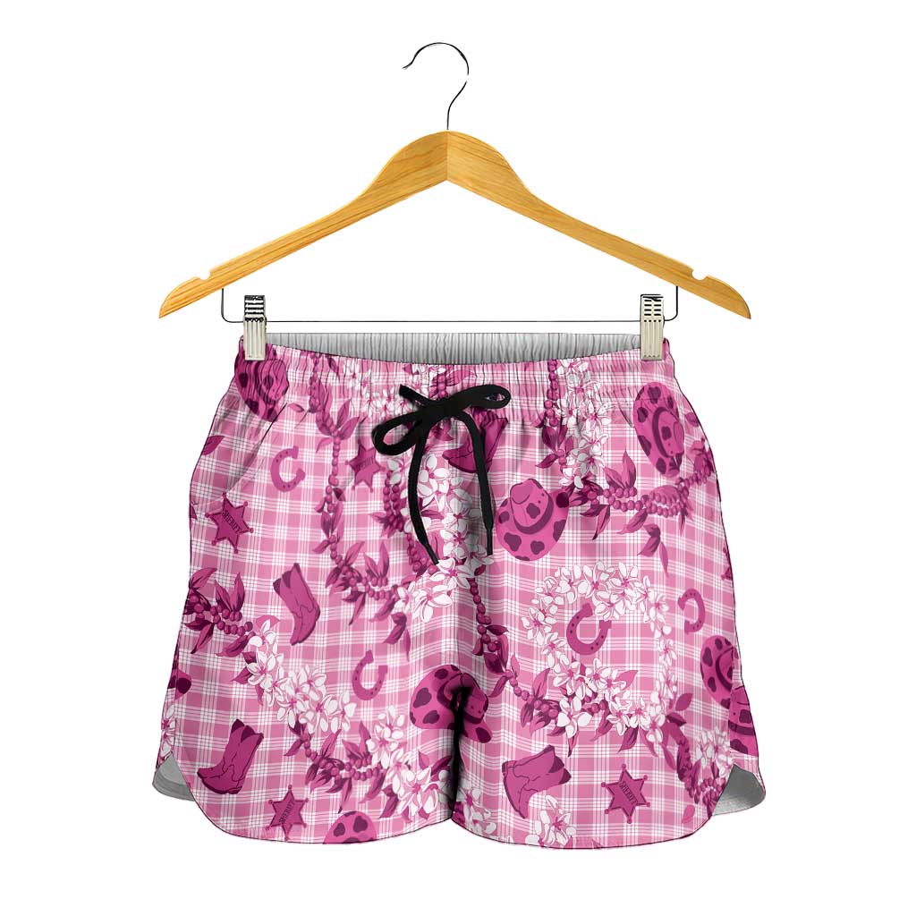 Mokihana Maile Ilima Leis Paniolo Palaka Shorts for Women Hawaiian Omaomo Ulaula Spirit - Polynesian Pride