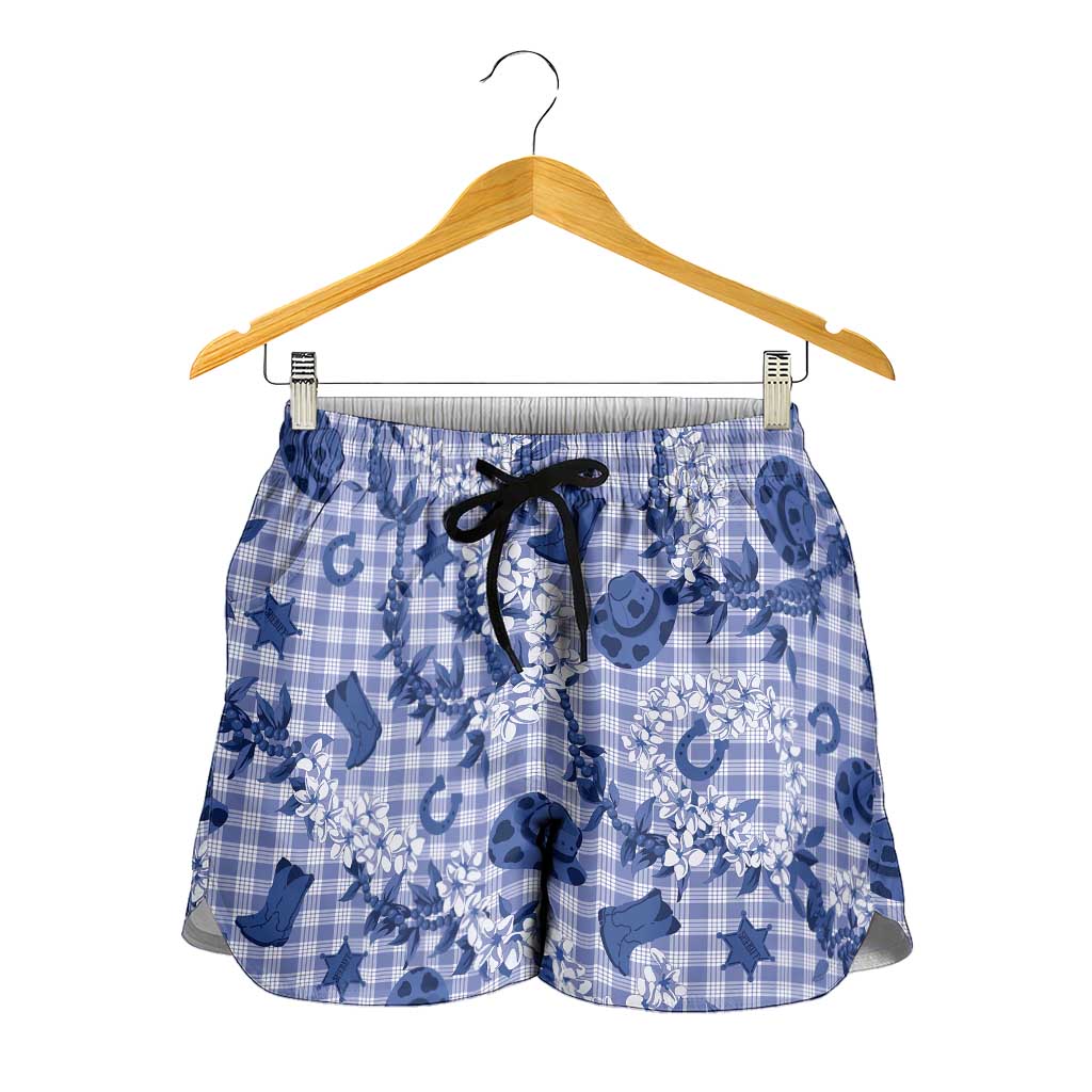 Mokihana Maile Ilima Leis Paniolo Palaka Shorts for Women Hawaiian Polu Spirit - Polynesian Pride