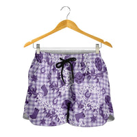 Mokihana Maile Ilima Leis Paniolo Palaka Shorts for Women Hawaiian Poni Spirit - Polynesian Pride