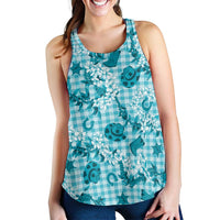 Mokihana Maile Ilima Leis Paniolo Palaka Women Racerback Tank Hawaiian Polu Opa Spirit - Polynesian Pride