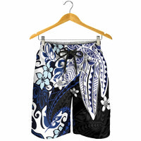 Monstera Plumeria Flowers Blue Shorts for Men Polynesian Pattern LT01 - Polynesian Pride