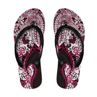 Monstera Plumeria Flowers Pink Flip Flops Polynesian Pattern