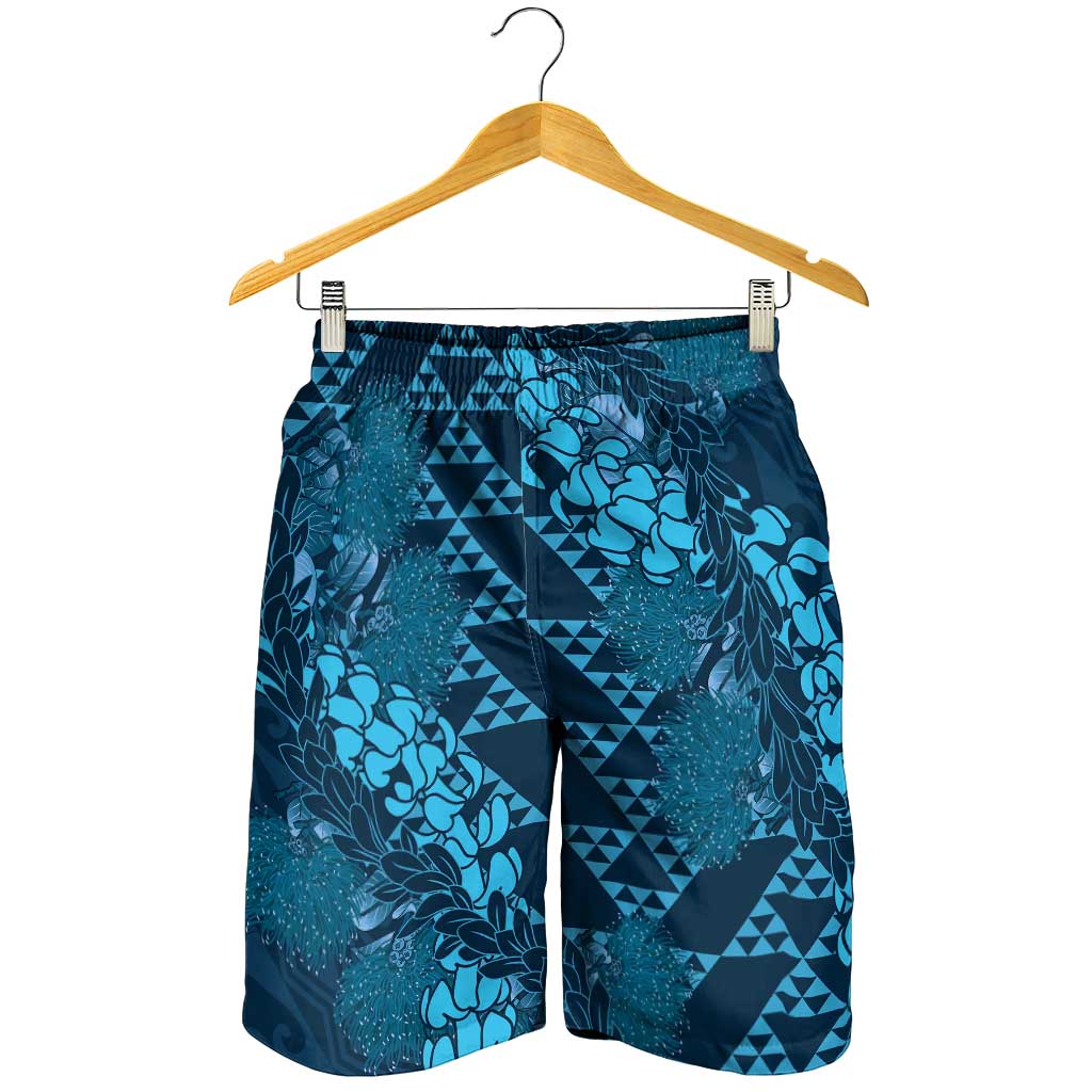 Naval Night Aloha Hawaii Shorts for Men Hawaiian Kakau Ohia Lehua Lei - Polynesian Pride