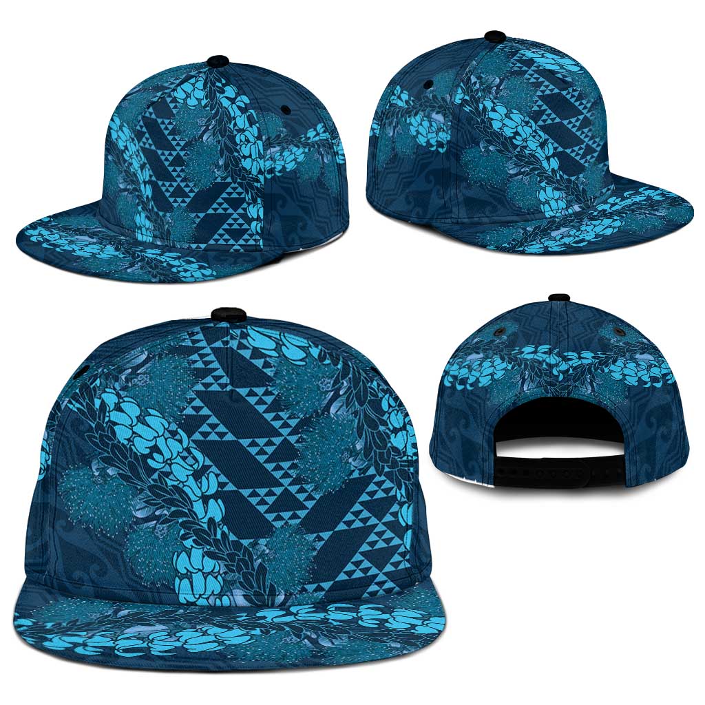 Naval Night Aloha Hawaii Snapback Cap Hawaiian Kakau Ohia Lehua Lei - Polynesian Pride