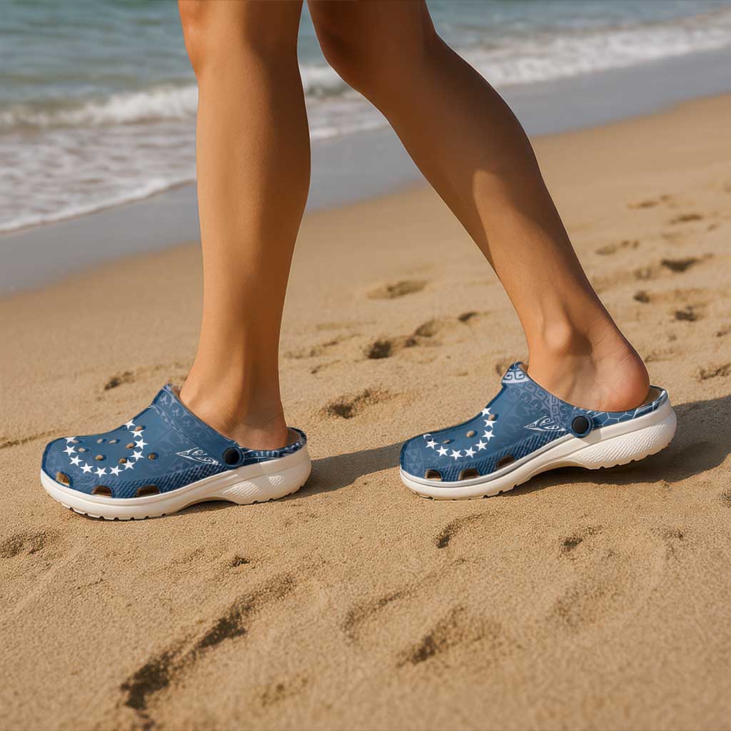 Navy Kuki Airani Tapakau Clogs Shoes Tribal Anchor Mix Tiare