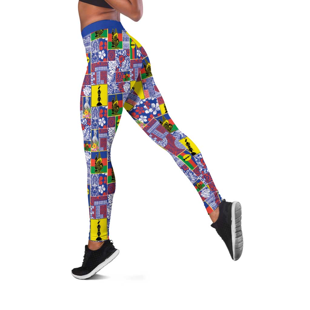 New Caledonia Joyeux Noel Leggings Pacific Patchwork Xmas Vibes - Polynesian Pride