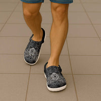 New Zealand Aotearoa Clogs Shoes Black Taniko Art Maori Pattern - Polynesian Pride