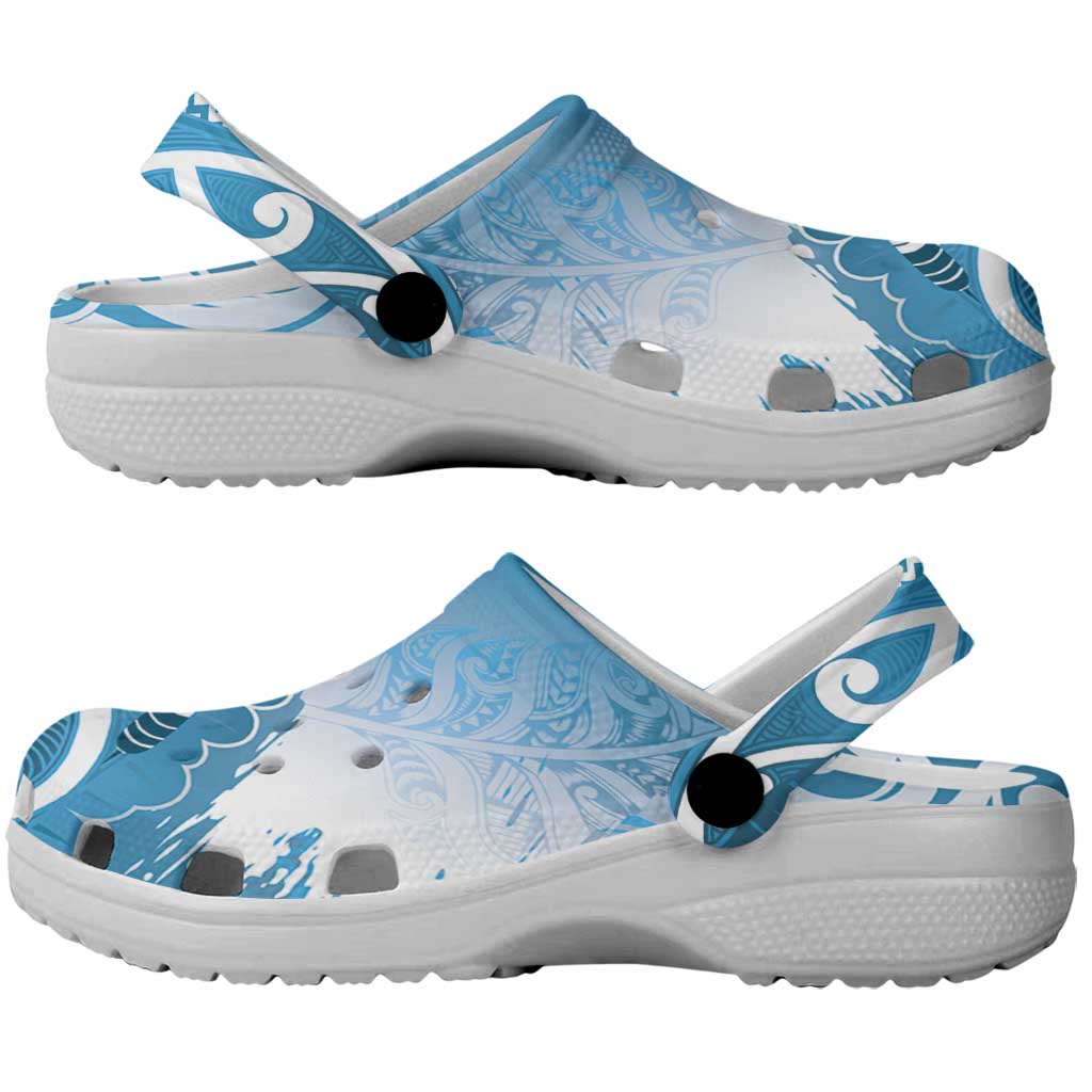 New Zealand Aotearoa Darts Masters Clogs Shoes Maori Art Tattoo with Tribal Dart Symbol Blue - Polynesian Pride