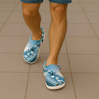 New Zealand Aotearoa Darts Masters Clogs Shoes Maori Art Tattoo with Tribal Dart Symbol Blue - Polynesian Pride