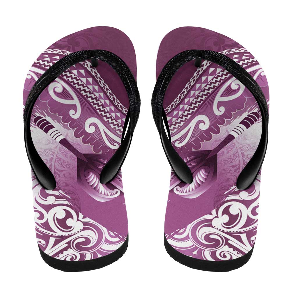 New Zealand Aotearoa Darts Masters Flip Flops Maori Art Tattoo with Tribal Dart Symbol Pink - Polynesian Pride