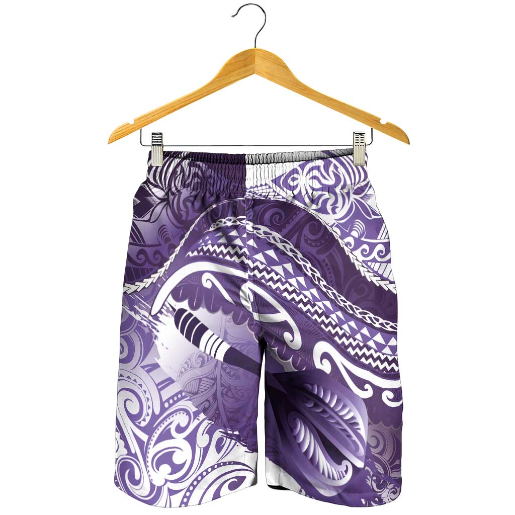 New Zealand Aotearoa Darts Masters Shorts for Men Maori Art Tattoo with Tribal Dart Symbol Purple - Polynesian Pride