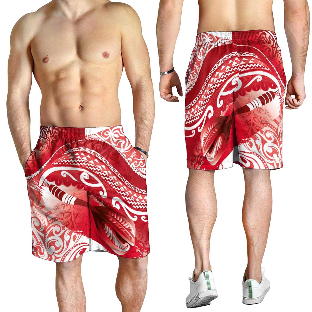New Zealand Aotearoa Darts Masters Shorts for Men Maori Art Tattoo with Tribal Dart Symbol Red - Polynesian Pride