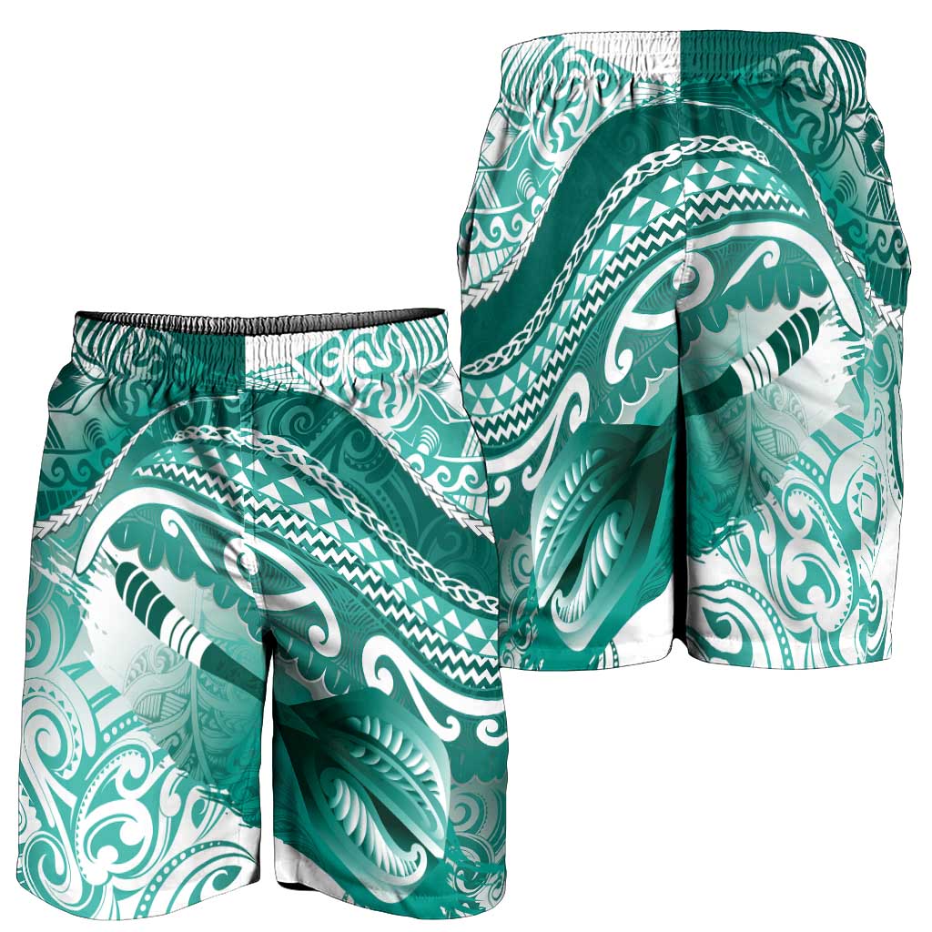 New Zealand Aotearoa Darts Masters Shorts for Men Maori Art Tattoo with Tribal Dart Symbol Teal Color - Polynesian Pride