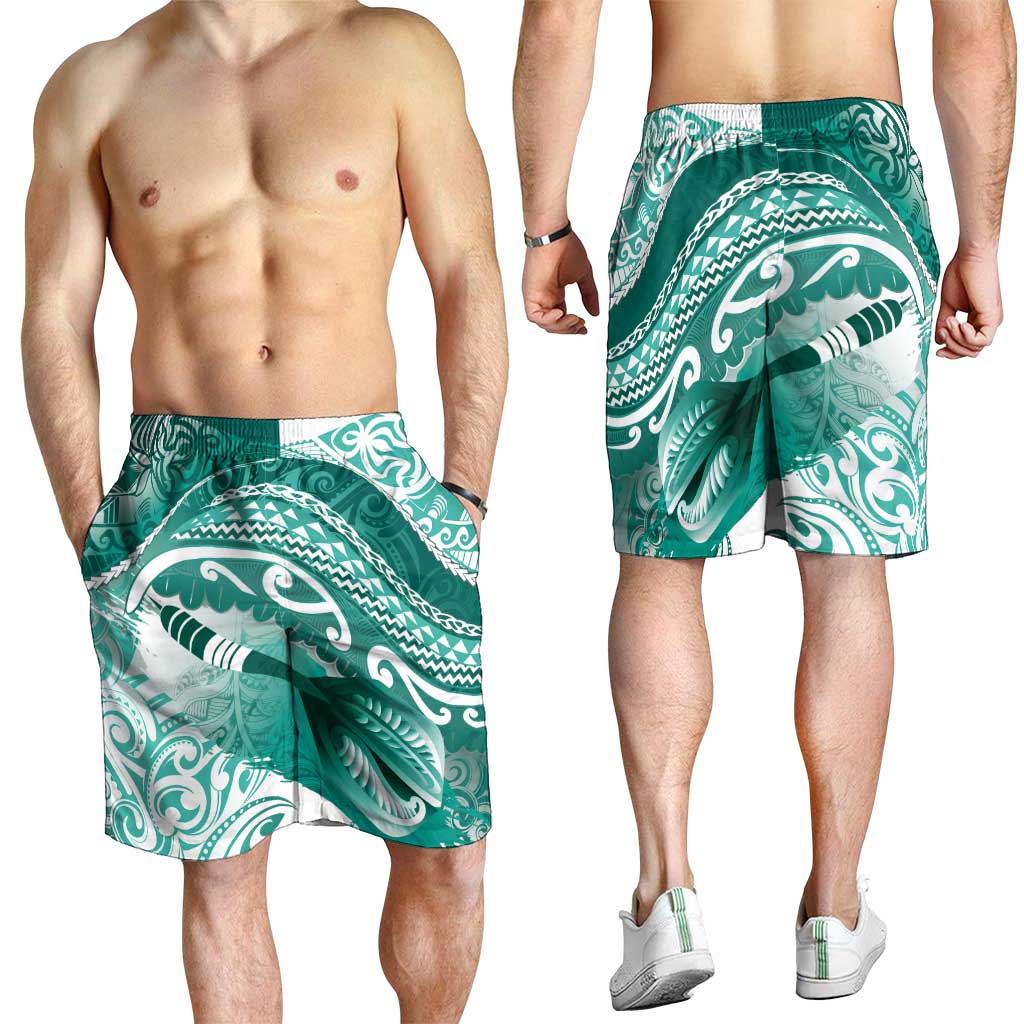 New Zealand Aotearoa Darts Masters Shorts for Men Maori Art Tattoo with Tribal Dart Symbol Teal Color - Polynesian Pride