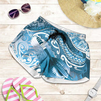 New Zealand Aotearoa Darts Masters Shorts for Women Maori Art Tattoo with Tribal Dart Symbol Blue - Polynesian Pride