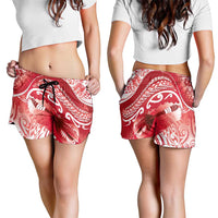 New Zealand Aotearoa Darts Masters Shorts for Women Maori Art Tattoo with Tribal Dart Symbol Red - Polynesian Pride